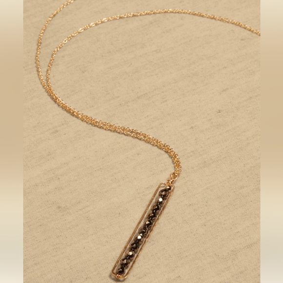 NWT‎ BANANA REPUBLIC DELICATE LABRADORITE DROP LINEAR NECKLACEAUREUS + ARGENT